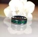 Titanium Emerald Opal Inlay Ring Flashes Colors, Black Emerald Green/Blue Opals Promise Ring, Friendship & Wedding Rings, Bella Vivo Jewelry 
