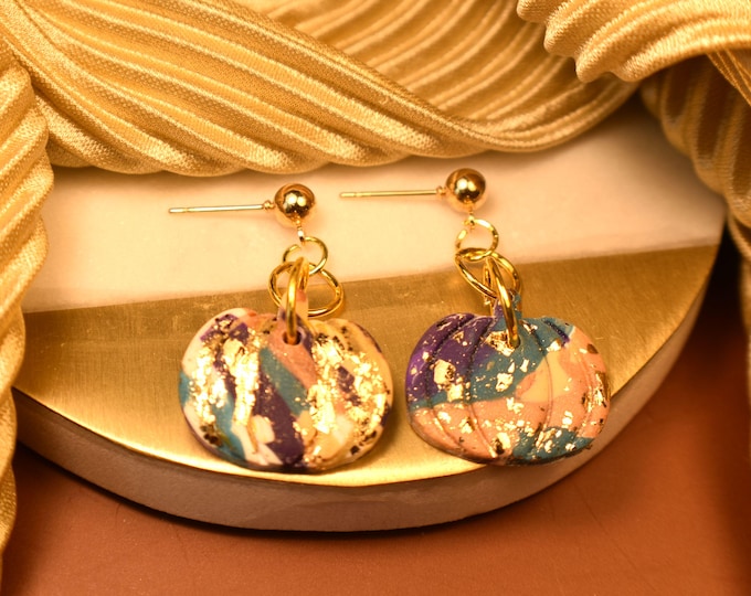 Fall  Pumpkin Earrings, Gold Leaf Halloween Hypoallergenic Earrings