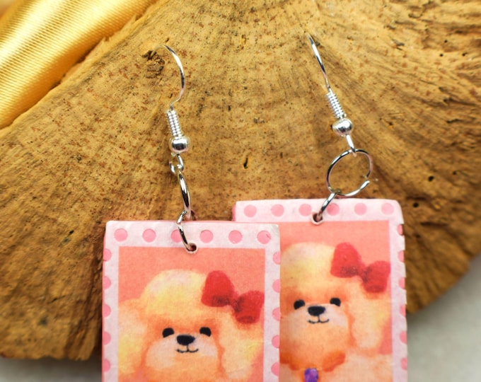 Handmade Polymer Clay Dog Earrings, Whimsical Pet Jewelry, Dog Lover Gift