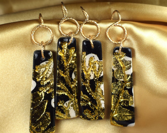 Flower Statement Clay Earrings, Gold Leaf Nature Garden Jewelry