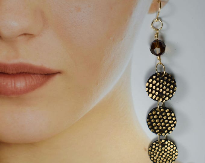 Boho Leather Earrings, Geometric Earrings, Animal Pattern Leather, Unique Earrings, Leather Jewelry