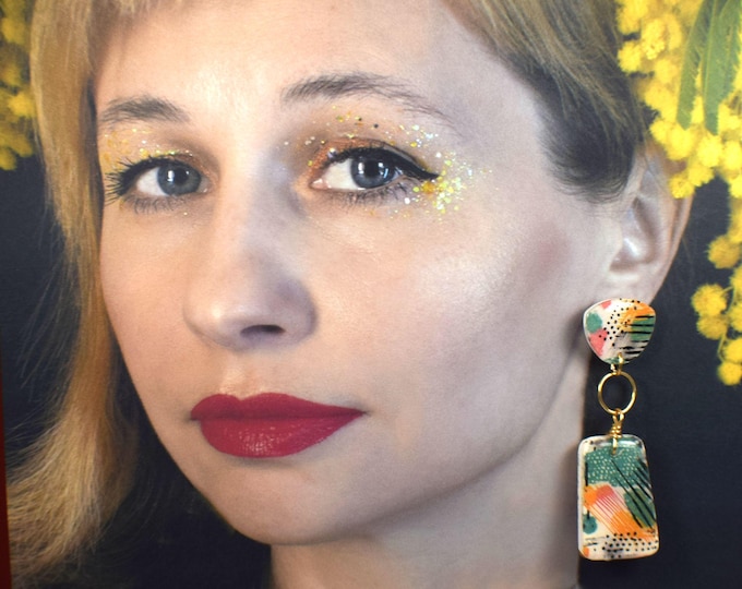 Statement Abstract Earrings, Clay Art Earrings
