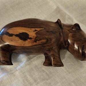 Vintage Hand Carved small Hippopotamus from Wood.