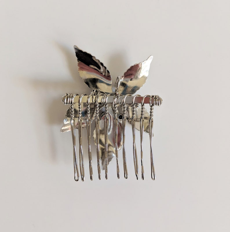 Something Old Retro Wedding Retro Bridal Comb Retro Bride #CB104 Mid-Century 50s Matte Stylized Floral Crystal Brooch Bridal Hair Comb