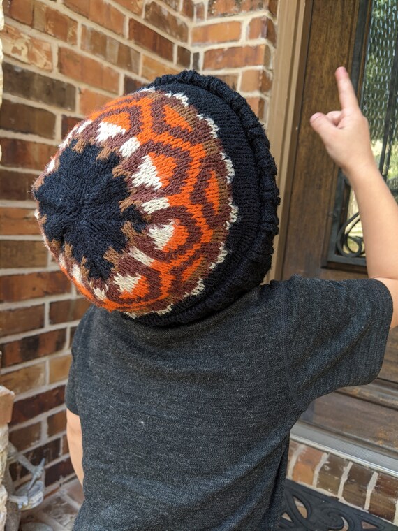 60s Little Boy Knit Beanie Hat Face & Mask in Blac