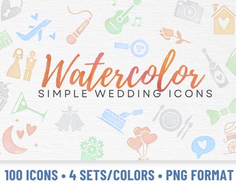 Watercolor Wedding Icons | Wedding PNG | Wedding Elements | Wedding Timeline | Wedding Itinerary | Wedding Timeline Template