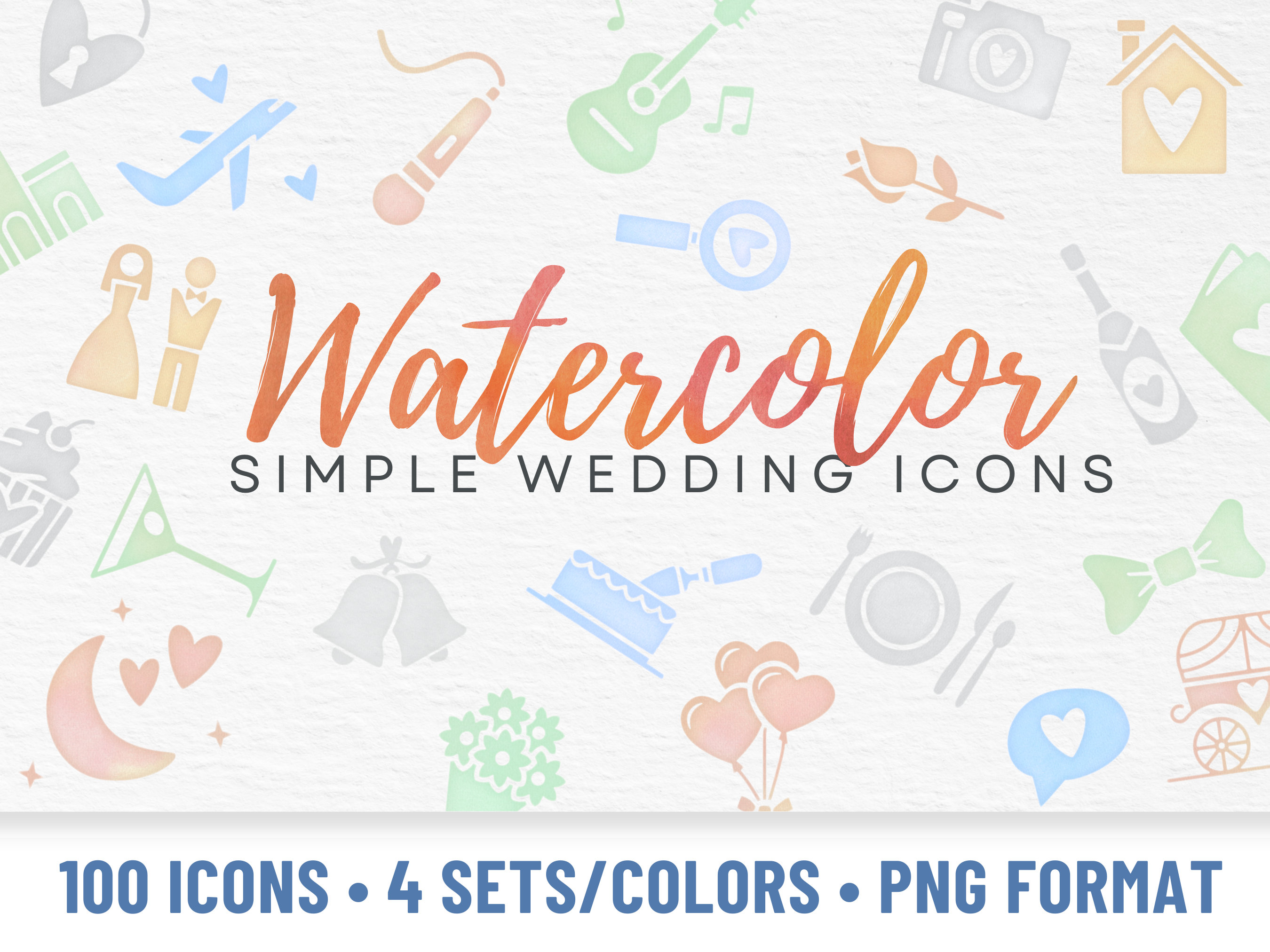 Watercolor Wedding Icons | Wedding PNG | Wedding Elements | Wedding ...