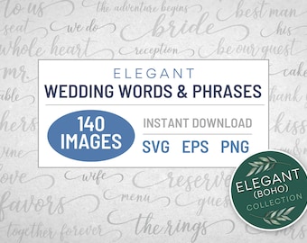 Elegant Wedding Signs and Phrases | Wedding Signage Bundle | Welcome Wedding Sign | Calligraphy Sign | Reception Sign Set | SVG Download