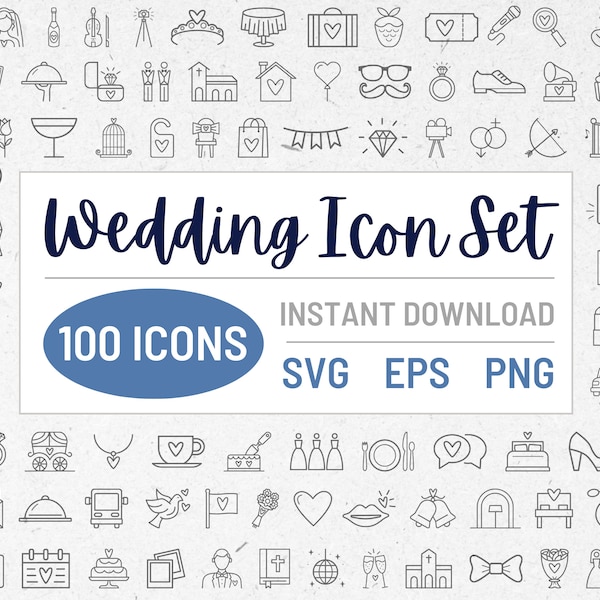 Iconos de boda elegantes / Clipart de boda / Destacado de boda de Instagram / Línea de tiempo de boda / Itinerario de boda / Plantilla de línea de tiempo de boda