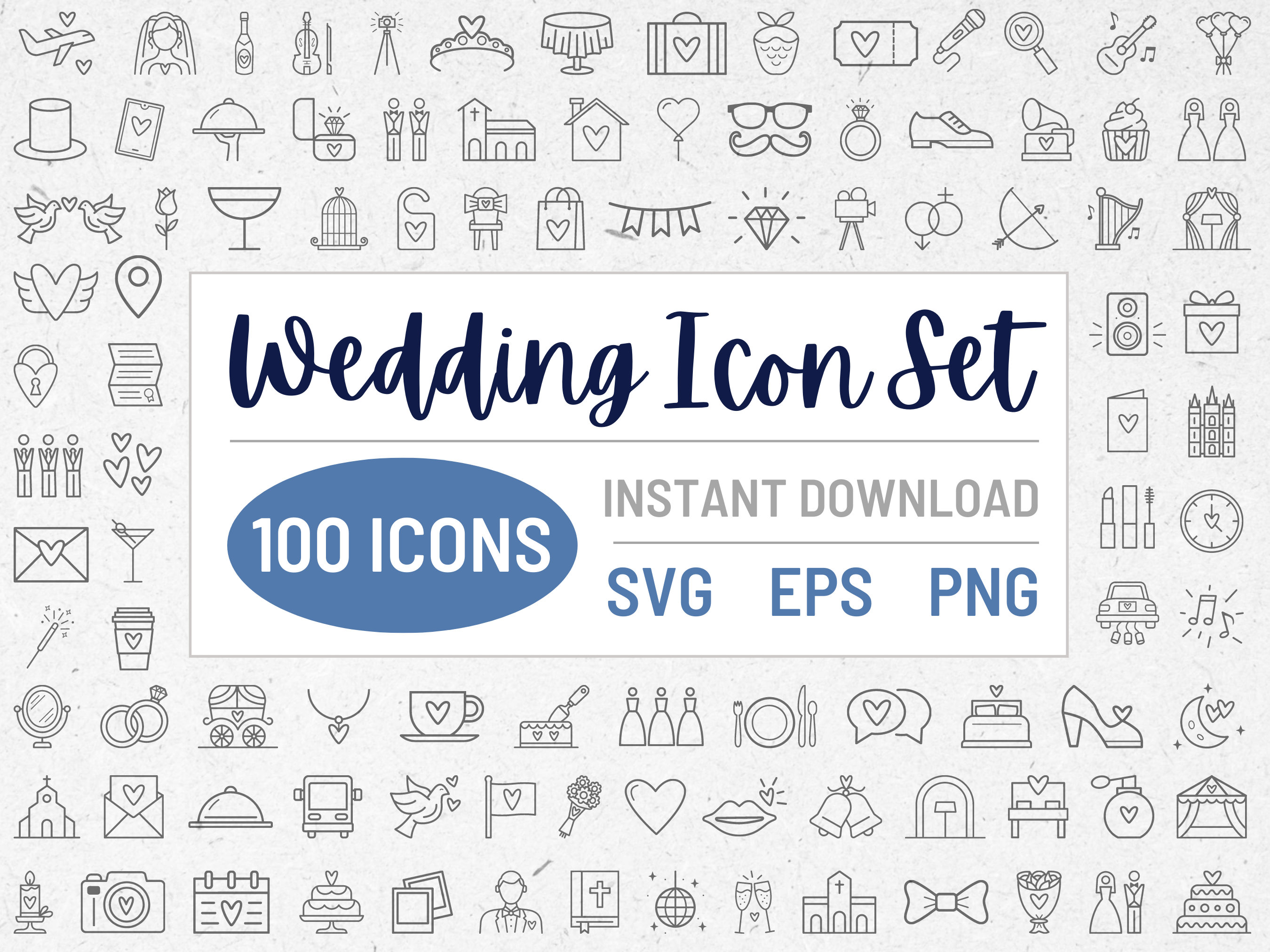 Elegant Wedding Icons Wedding Clipart Instagram Wedding Etsy UK