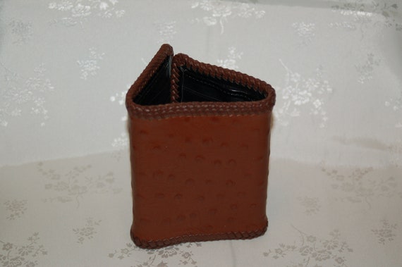 Custom Brown Ostrich Print Tri-Fold Wallet
