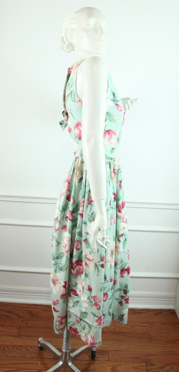 Vintage 80s Floral Pastel Garden Party Dress XS S… - image 2