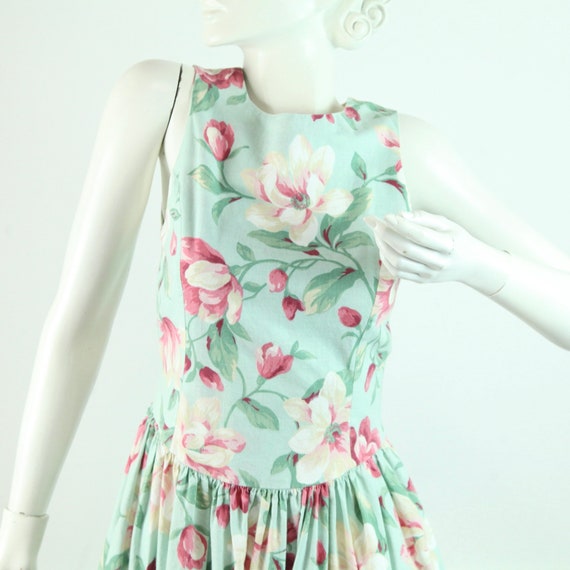 Vintage 80s Floral Pastel Garden Party Dress XS S… - image 3