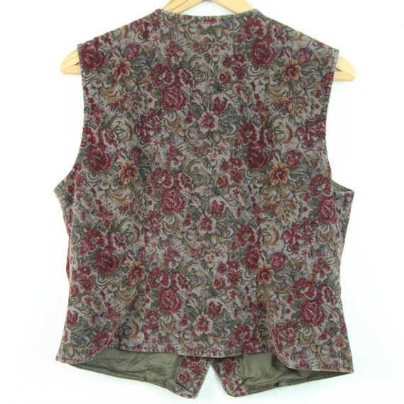 Vintage Velvet Floral Button Vest 10 Granny Cotta… - image 3