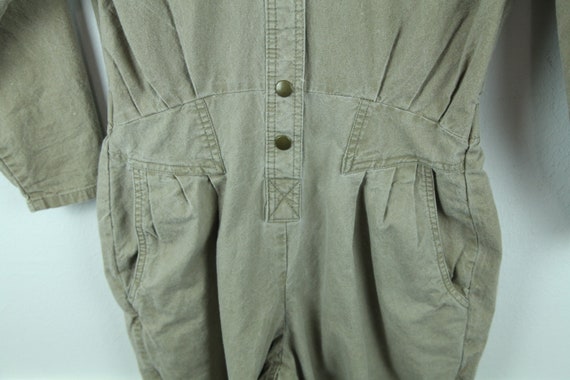 ALTERED Vintage 80s Power Jumpsuit Cotton Tan S M… - image 5