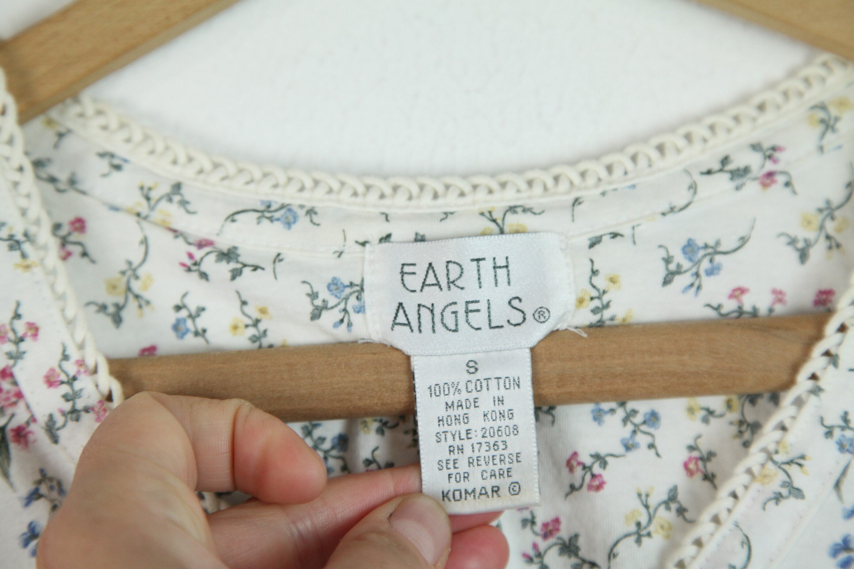 Vintage 90s Earth Angels Cotton Short Nightgown Floral Cottagecore S Prairie Etsy UK