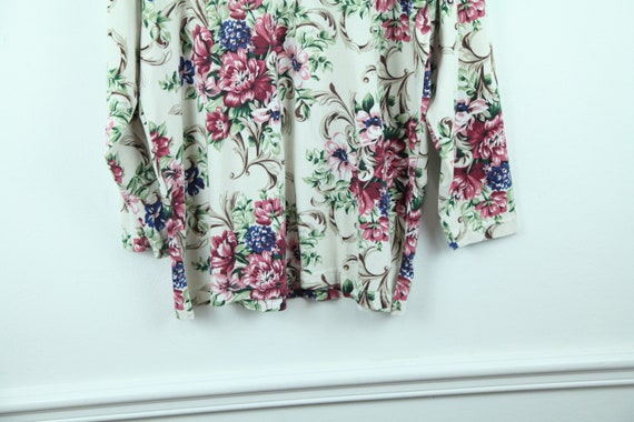 FLAWS Vintage 90s Large Floral Print Jersey Shirt… - image 3