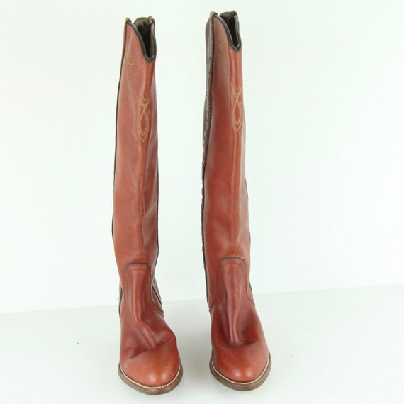 WEAR Vintage 80s Frye Saddle Boots Heel Western B… - image 3