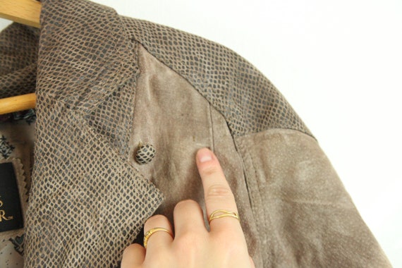 Vintage 80s Brown Leather Jacket Crop Dolman Slee… - image 8