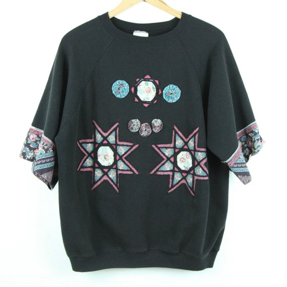 Vintage Handmade Patchwork Sweatshirt Granny Shor… - image 1