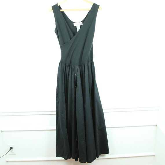 Vintage 90s Balletcore Black Cotton Dress Fit Flar