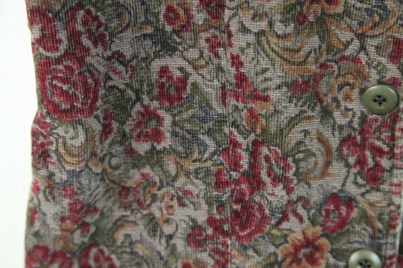 Vintage Velvet Floral Button Vest 10 Granny Cotta… - image 4