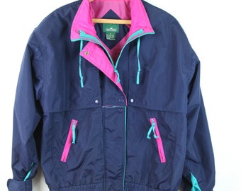Vintage 80s 90s Nylon jacket Gorpcore Pockets Zipper Outdoors Blue M Mens