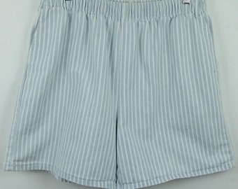 STAIN Vintage 90s Elastic Waist Mom Jean Shorts Stripe High Rise Plus 0X 1X Soft Girl Pastel
