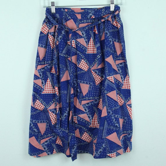 Vintage handmade wrap skirt novelty print patriot… - image 1
