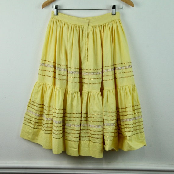 Vintage 50s Yellow Patio Skirt Southwest Ric Rac … - image 3