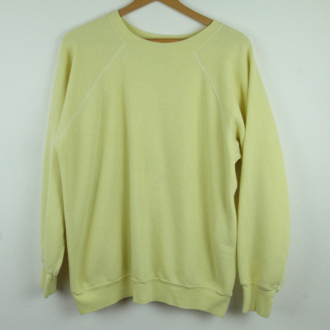 WORN Stains Vintage Pastel Yellow Raglan Crewneck Sweatshirt - Etsy UK