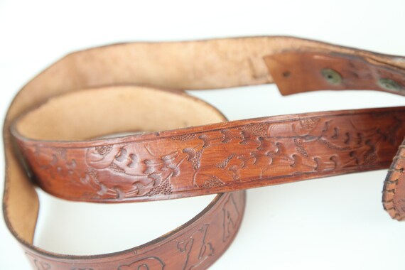 NO HOLES Vintage Hand Tooled Leather Custom Weste… - image 8