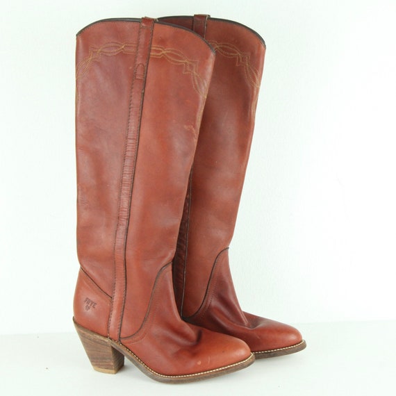 WEAR Vintage 80s Frye Saddle Boots Heel Western B… - image 1