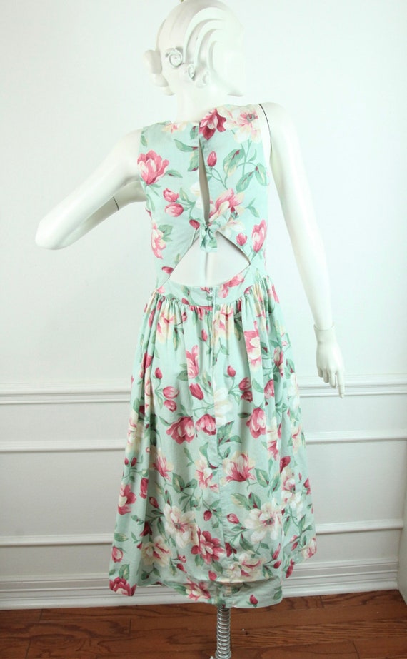 Vintage 80s Floral Pastel Garden Party Dress XS S… - image 4