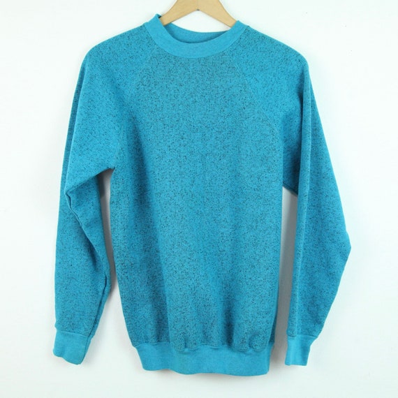 Vintage 80s Tultex Blue Raglan Polycotton Pullove… - image 1