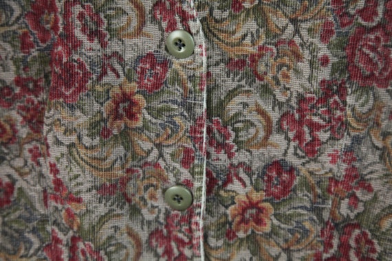 Vintage Velvet Floral Button Vest 10 Granny Cotta… - image 6