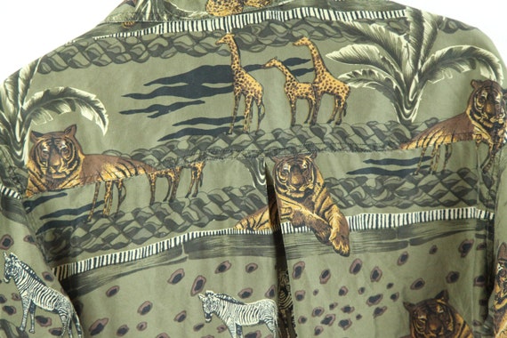 FLAWS Vintage 90s Animal Print Silk Button Down B… - image 7