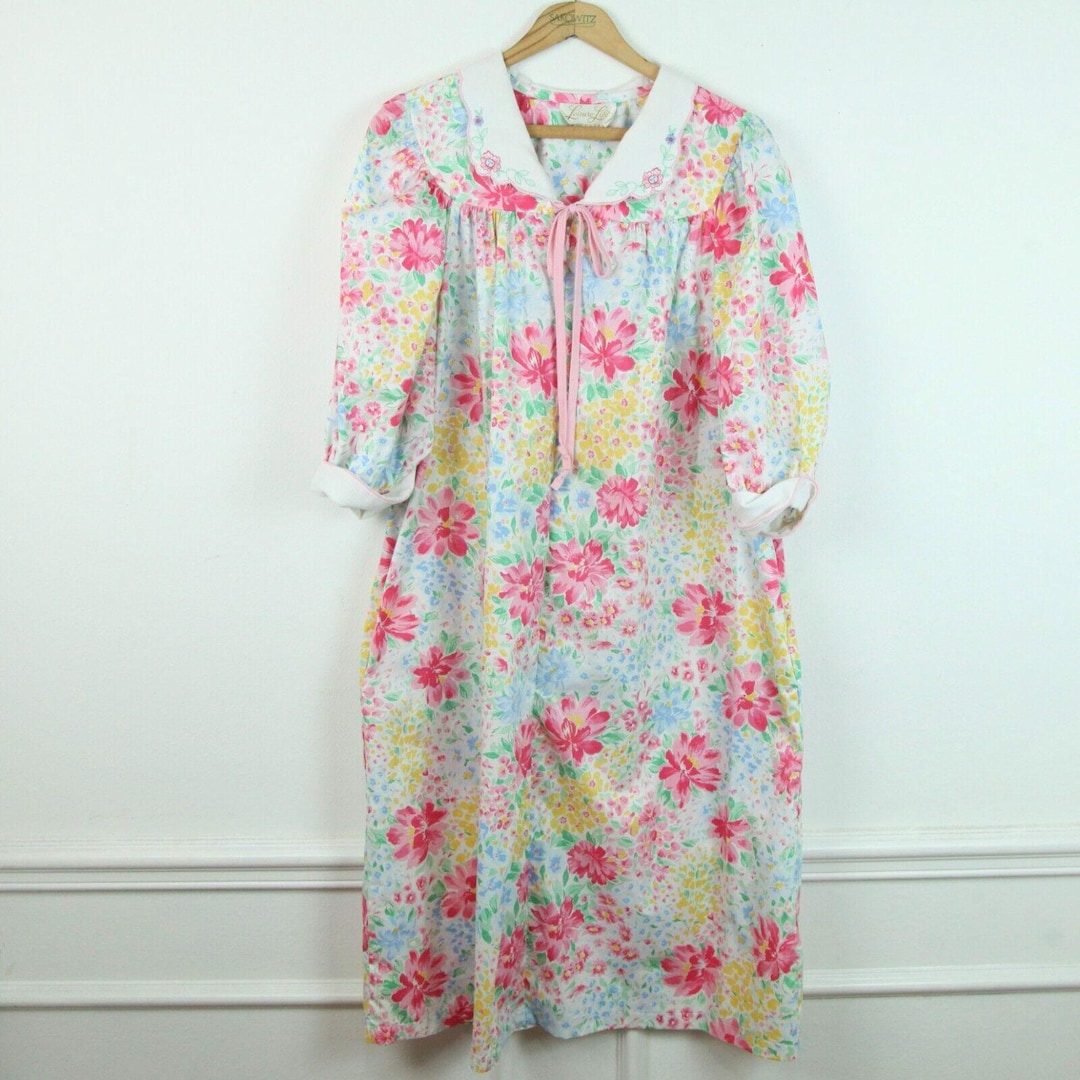 Adonna Terry Robe Vintage S M Housedress Granny Robe Floral Cottagecore Cute Dainty ...