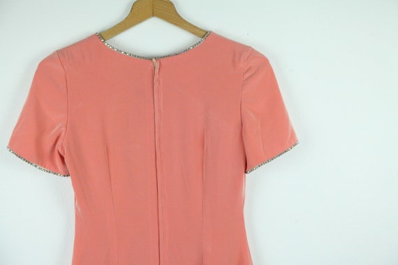 Vintage Handmade Peach Rhinestone Sheath Dress Wi… - image 7