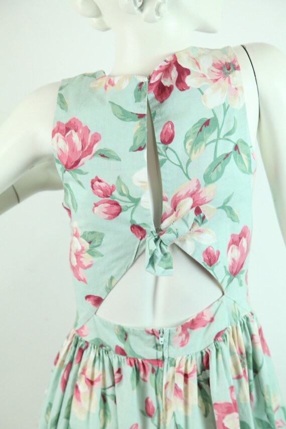 Vintage 80s Floral Pastel Garden Party Dress XS S… - image 6