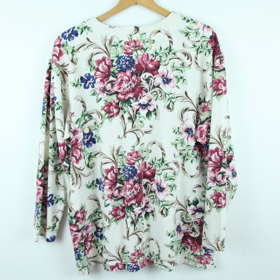 FLAWS Vintage 90s Large Floral Print Jersey Shirt… - image 9