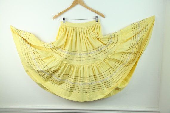 Vintage 50s Yellow Patio Skirt Southwest Ric Rac … - image 1
