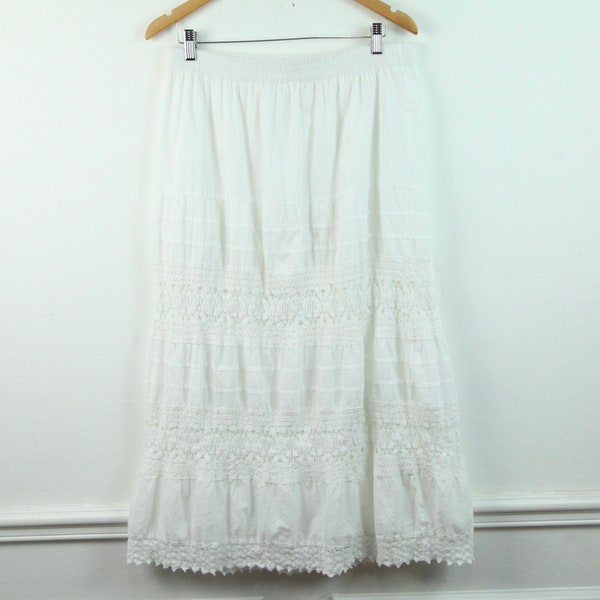 VTG 90s Fairy Whimsigoth White Maxi Skirt Cottagecore Balletcore Large Y2K Boho