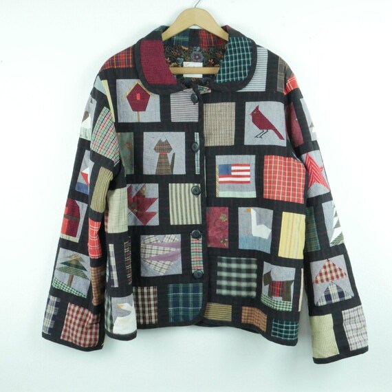 Handmade Large Patchwork Quilt Coat Jacket Cottag… - image 1
