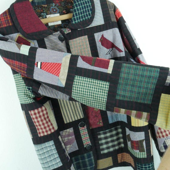 Handmade Large Patchwork Quilt Coat Jacket Cottag… - image 7