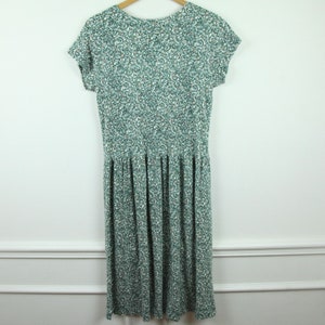 Vintage 90s Sostanza Green Floral Jersey Knit Dress Cottagecore Grunge Skater M image 7