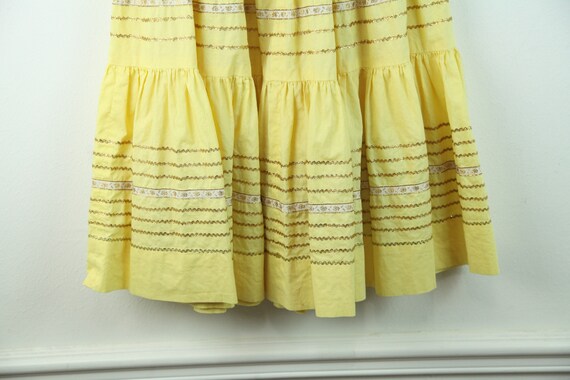 Vintage 50s Yellow Patio Skirt Southwest Ric Rac … - image 5