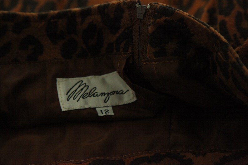 Vintage 90s Melanzana Suede Mini Skirt Leopard Print Animal Cheeta 29 M Punk