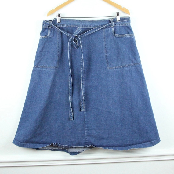 Vintage 90s Plus Size 37" Waist Denim Wrap Skirt P