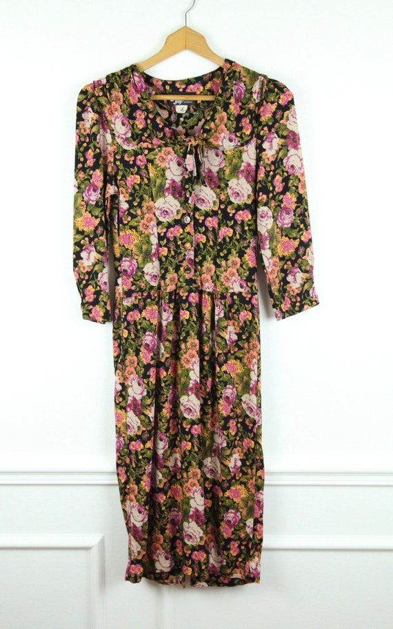 Vintage 90s Dawn Joy Floral Rayon Button Front Dr… - image 2